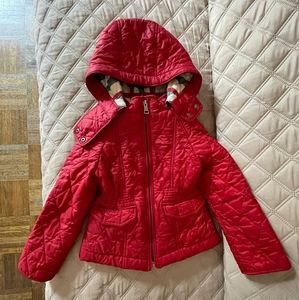 Red Burberry quilted jacket